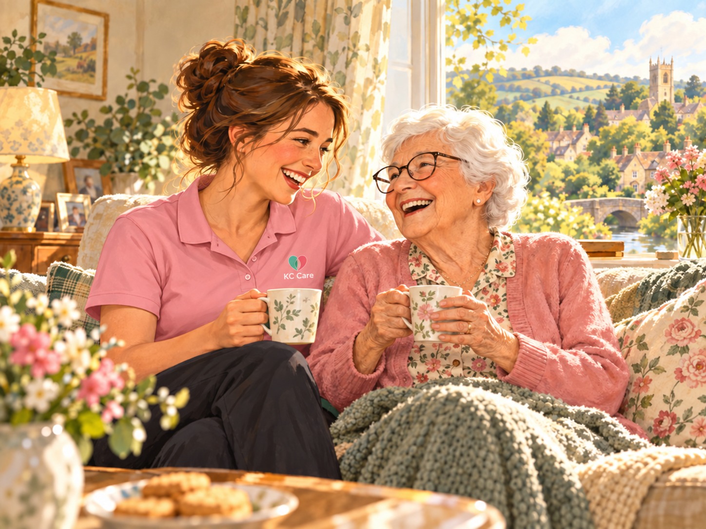KC Care representative with an older lady
