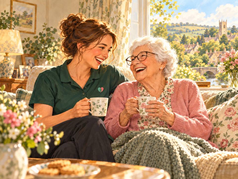 KC Care representative with an older lady